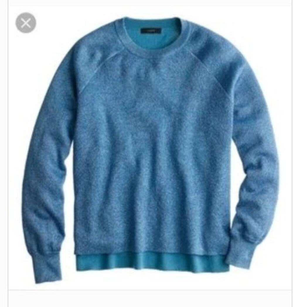New NWT J. Crew Blue Metallic Crewneck Side Slit Sweater Size XL B7262